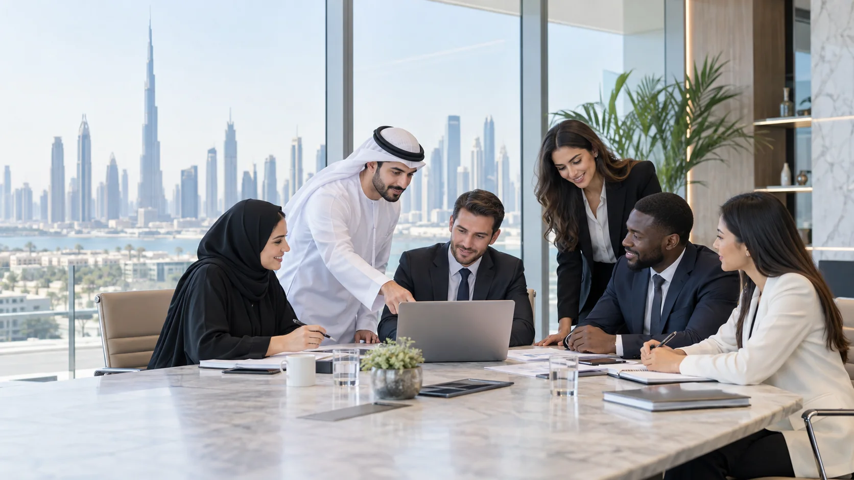 HR team reading an Emiratisation guide together
